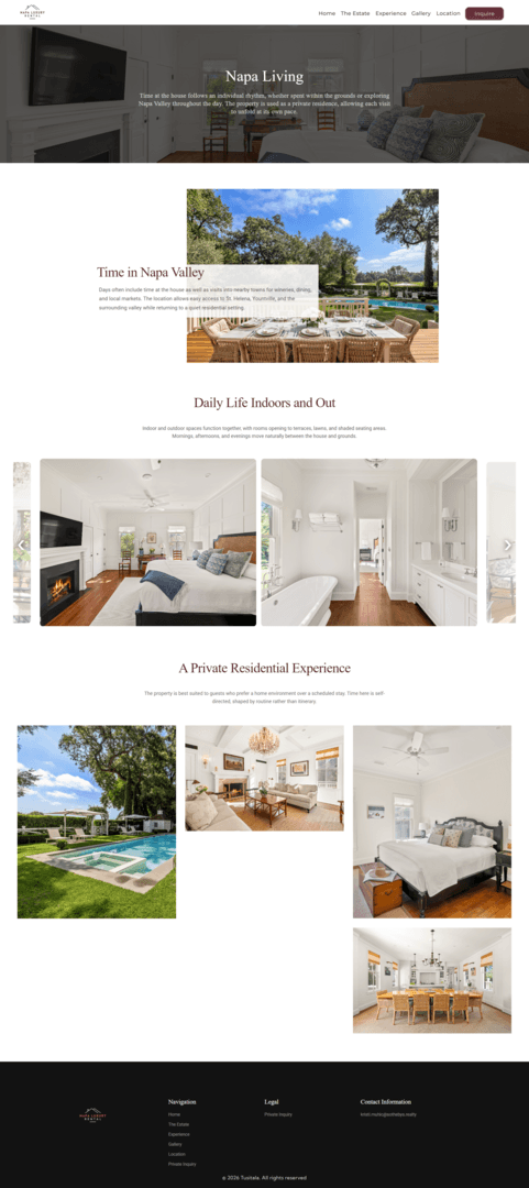 Tusitala: Luxury Napa Valley Estate Platform screenshot 4
