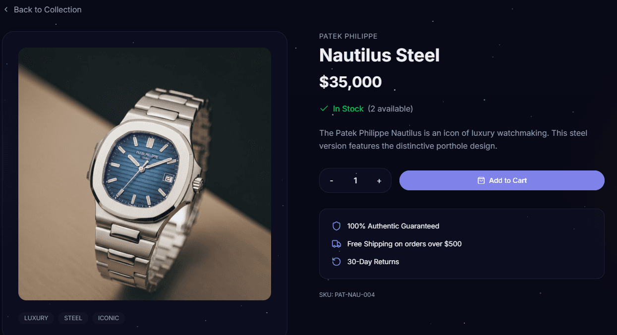 StorGenius: Curated Luxury Watch Store UI screenshot 8