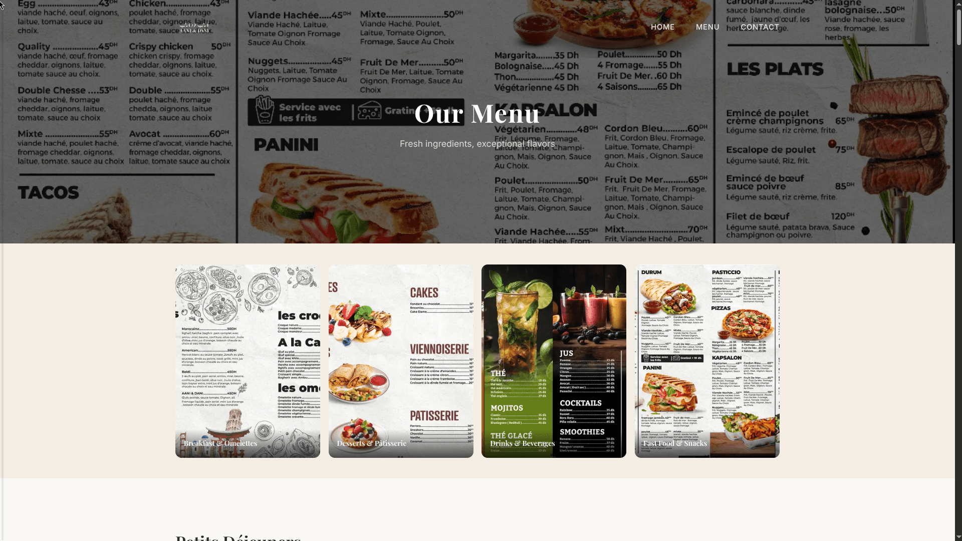 AANI & DANI Restaurant Menu Platform screenshot 2